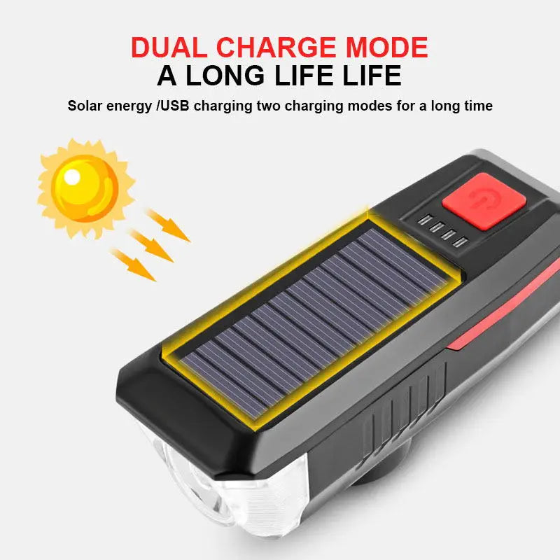 Solar Bicycle Light USB Rechargeable Power Display MTB Mountain Road