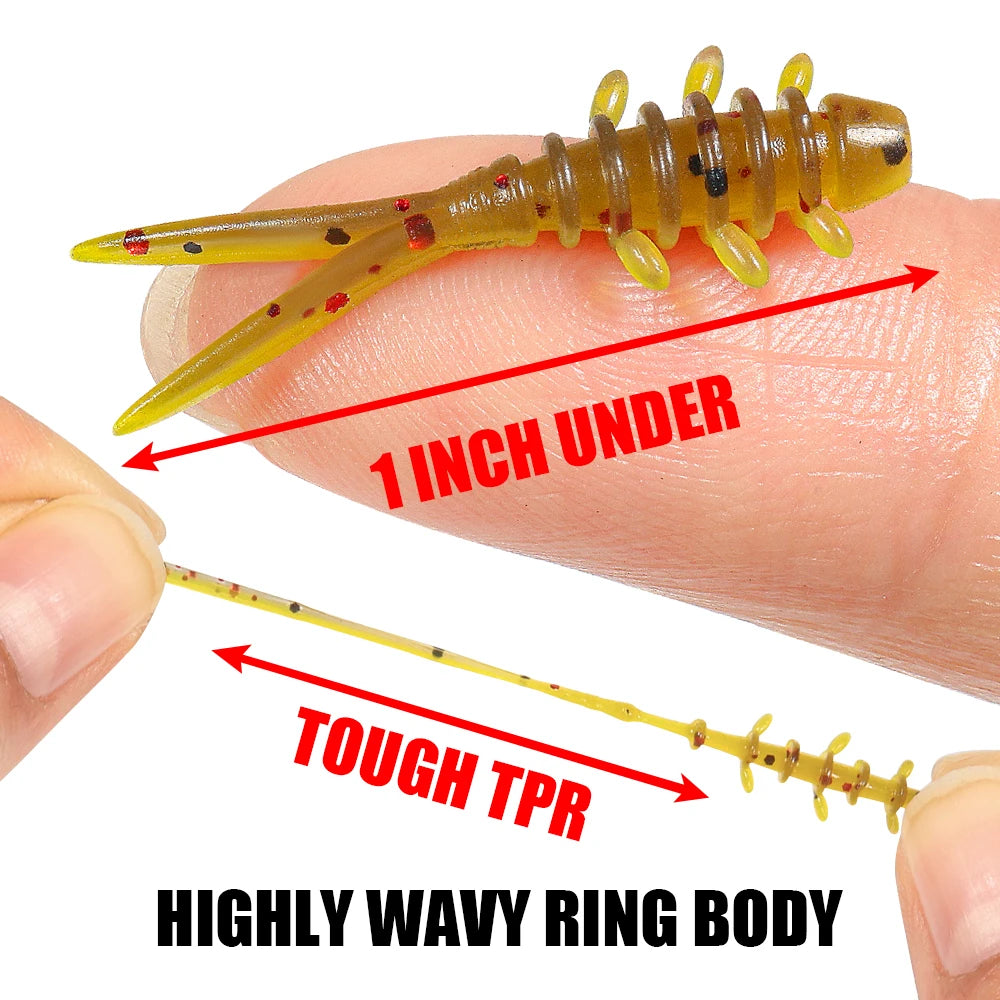 Rosewood 25mm Micro Worm Soft Fishing Lure TPR Floating Silicone