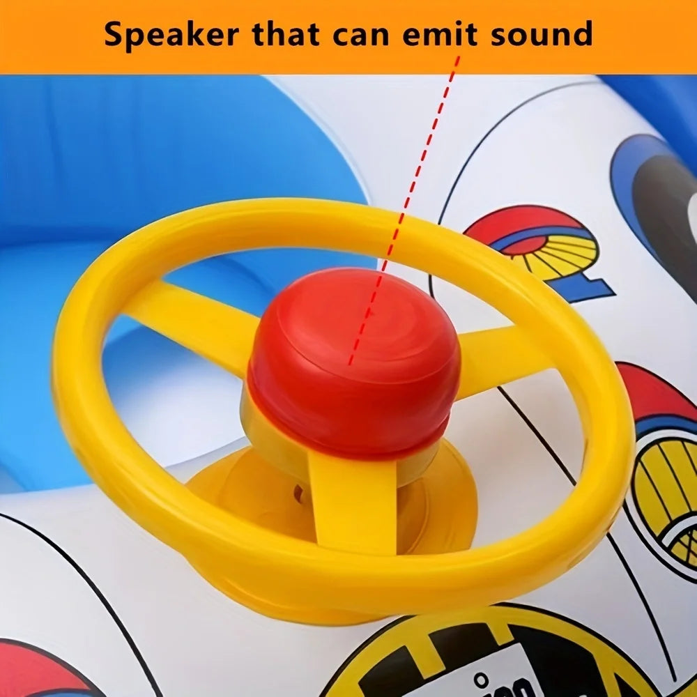 Baby Inflatable Pool Float Swimming Float Boat with Steering Wheel