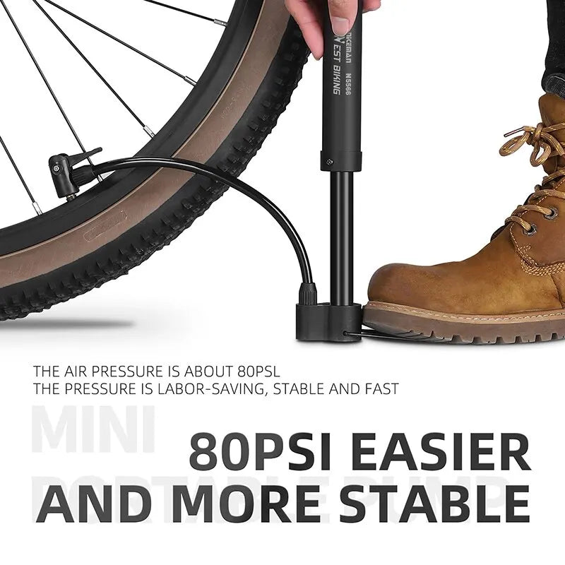 WEST BIKING MTB Bicycle Pump 80 PSI Bike Manual Air Pump Balloon Tire