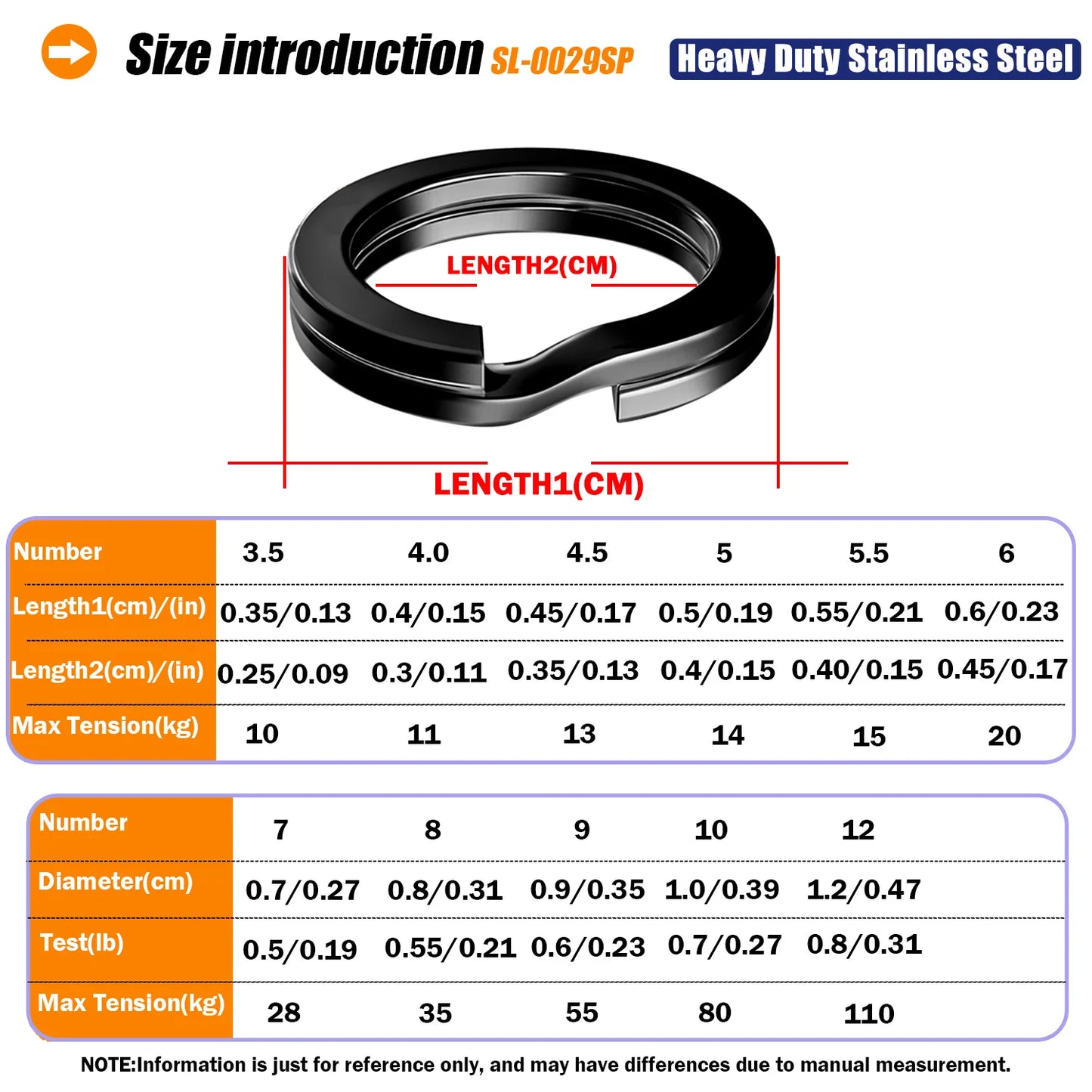 100pcs Fishing Split Rings Stainless Steel 3.5-12MM High Quality