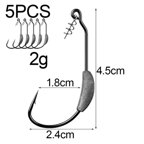 Jig Crank Head Barbed Hook 2g 3g 5.25g 7g Soft Lure Worm Offset