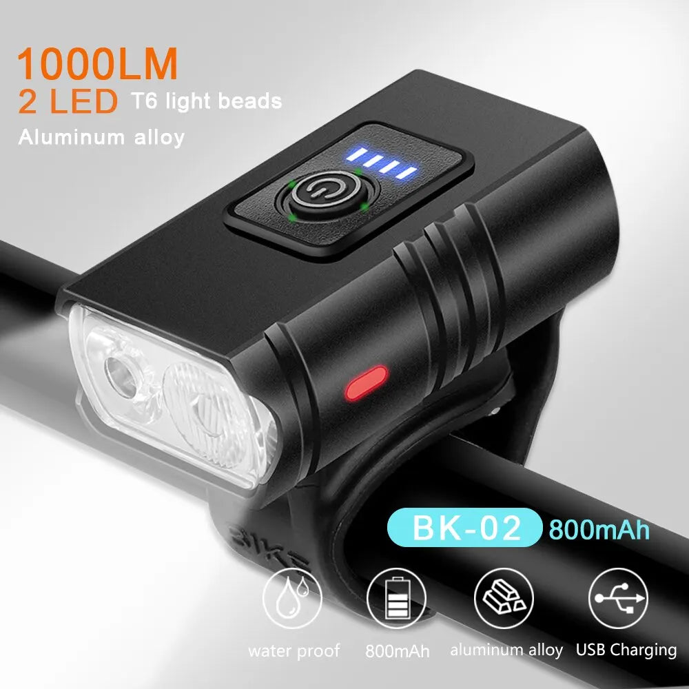 2T6 LED Bicycle Front Light 1000LM Aluminum Alloy Bike Light Headlight