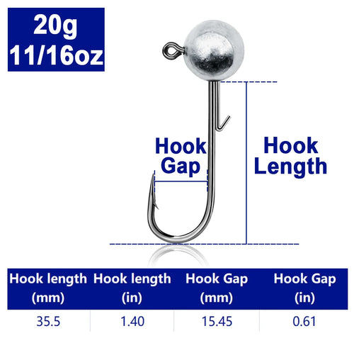 FishTrip 5~10pcs Ned Jig Heads Fishing Hook 2g~17g Soft Lures Worm