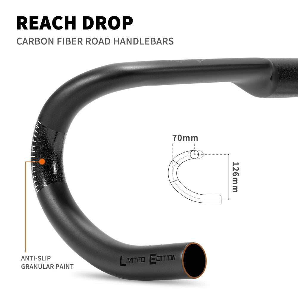 TOSEEK ZXB-TWO Bike Carbon Road Handlebar 400/420/440mm UD Matt