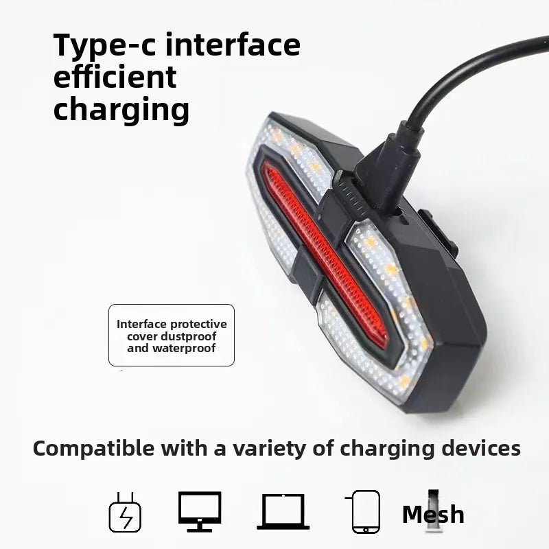 Wireless bicycle steering remote control warning tail light with horn,