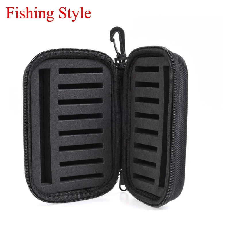 Portabale Fly Fishing Lure Spinner Spoon Bait Black Storage Box