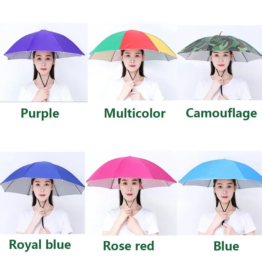 1PC Umbrella Hat Windproof Fishing Head Wearing Sunshade Rain Gear