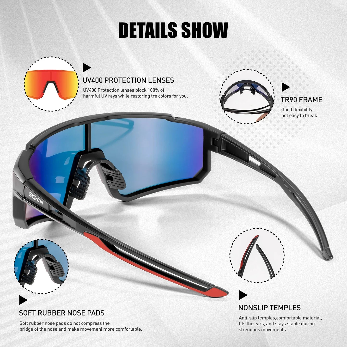 SCVCN Fashion Sunglasses for Men Sport Cycling Glasses Bike Bicycle