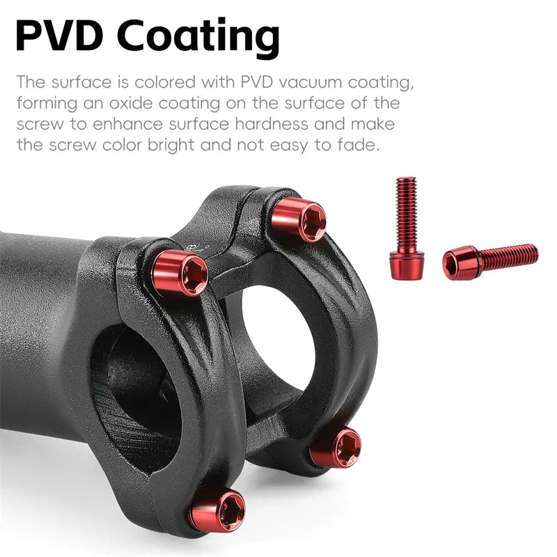 6pcs M5x18mm Bike Stem Screw Alloy Steel Hexagon Screw MTB Road