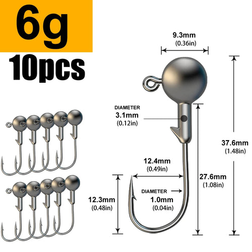 JYJ 1g 2g 3g 4g 5g 10g 20g 22g 25g 28g crank Jig head hook fishing