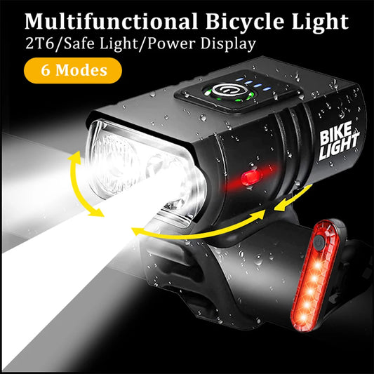 Bicycle Light 2T6 LED Front USB Rechargeable MTB Mountain Bicycle Lamp