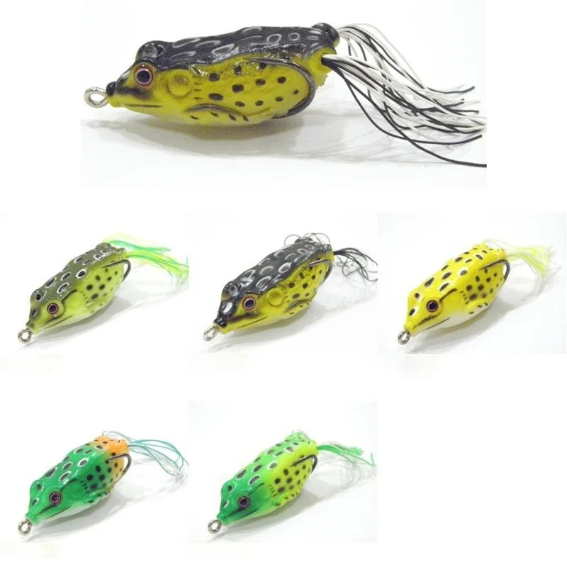 5Pcs Fishing Soft Toad Frogs Bass Fishing Lure Baits Hollow Body Water