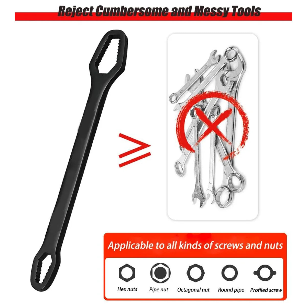 3-17mm 8-22mm Universal Torx Wrench Board Adjustable Double-Head Torx