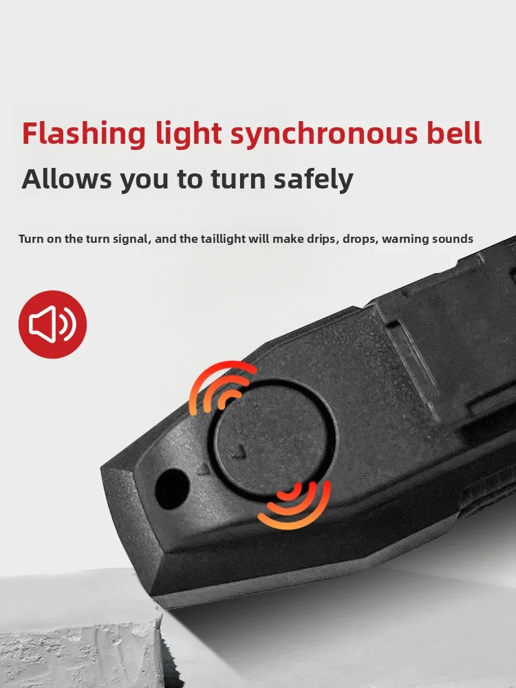 Wireless bicycle steering remote control warning tail light with horn,