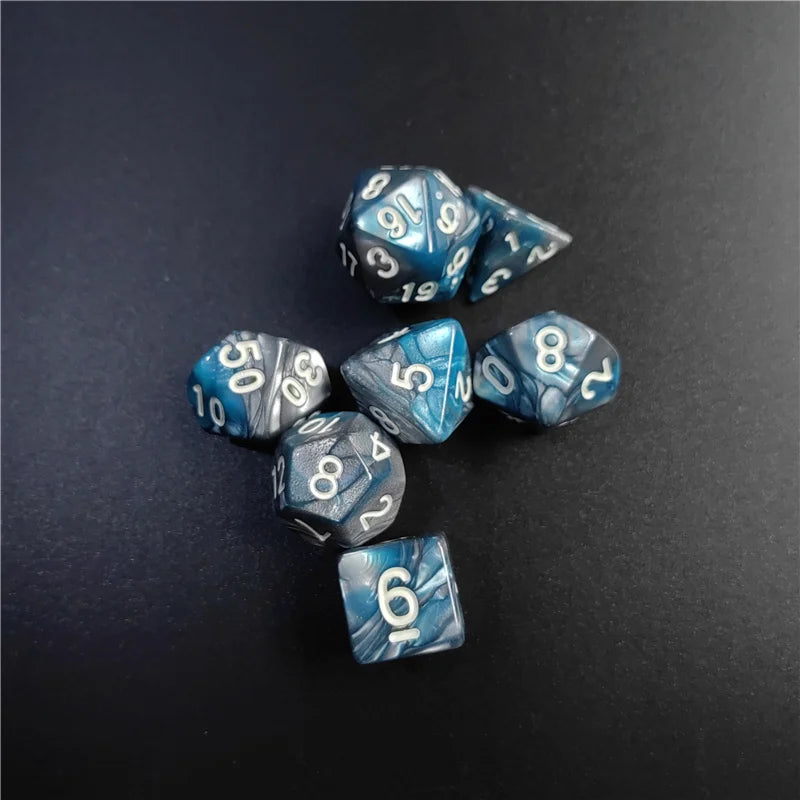 7PCS 1 Set 8 Colors Galaxy Style DND Dice Set D4 D6 D8 D10 D12 D20