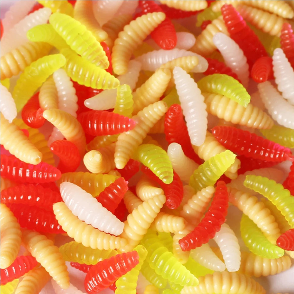 50pcs/lot Silicone Bait Maggot Grub Soft Fishing Lure 2cm 0.4g