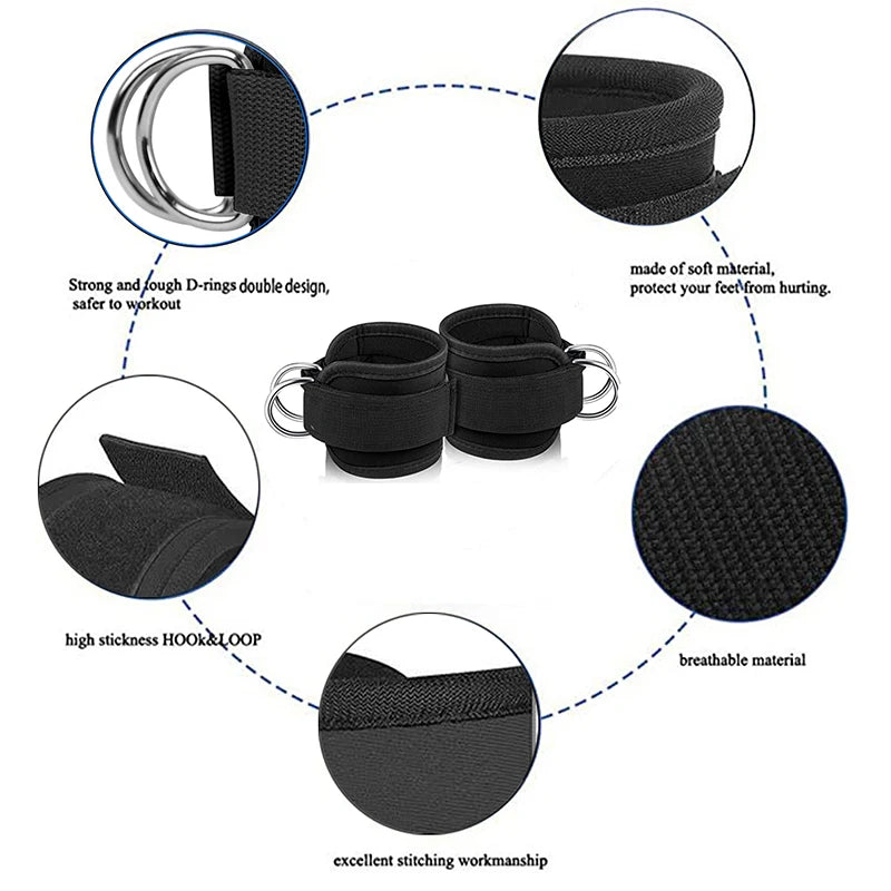 2PCS Ankle Straps Cable Double D-Ring Ankle Cuffs For Gym Workouts
