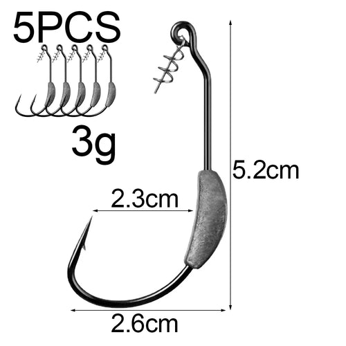 Jig Crank Head Barbed Hook 2g 3g 5.25g 7g Soft Lure Worm Offset