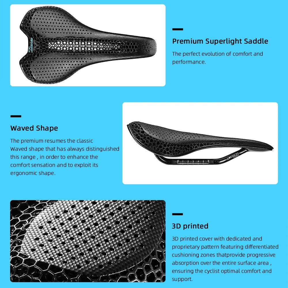 RYET Carbon 3D Printed Saddle Ultralight 175g 7*9 Bike Seating For Men