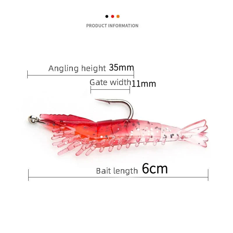 4pcs Luminous Simulation Shrimp Soft Bait Artificial Soft Rigs Fishing