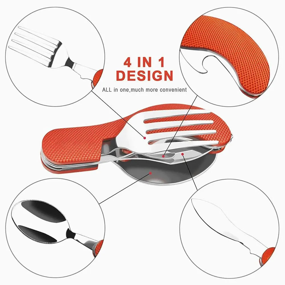 Foldable Camping Utensil Set - Multi-Functional Knife, Fork, Spoon