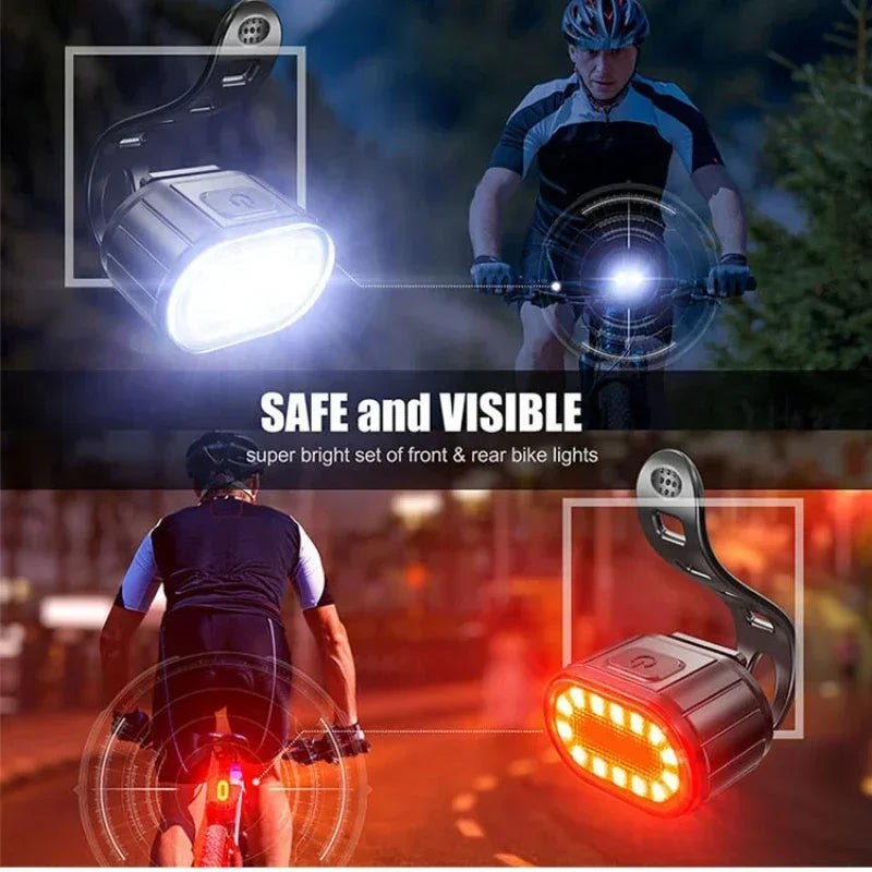 Cycling Bicycle Front Rear Light Set Bike Defense Flashlight Stick MTB