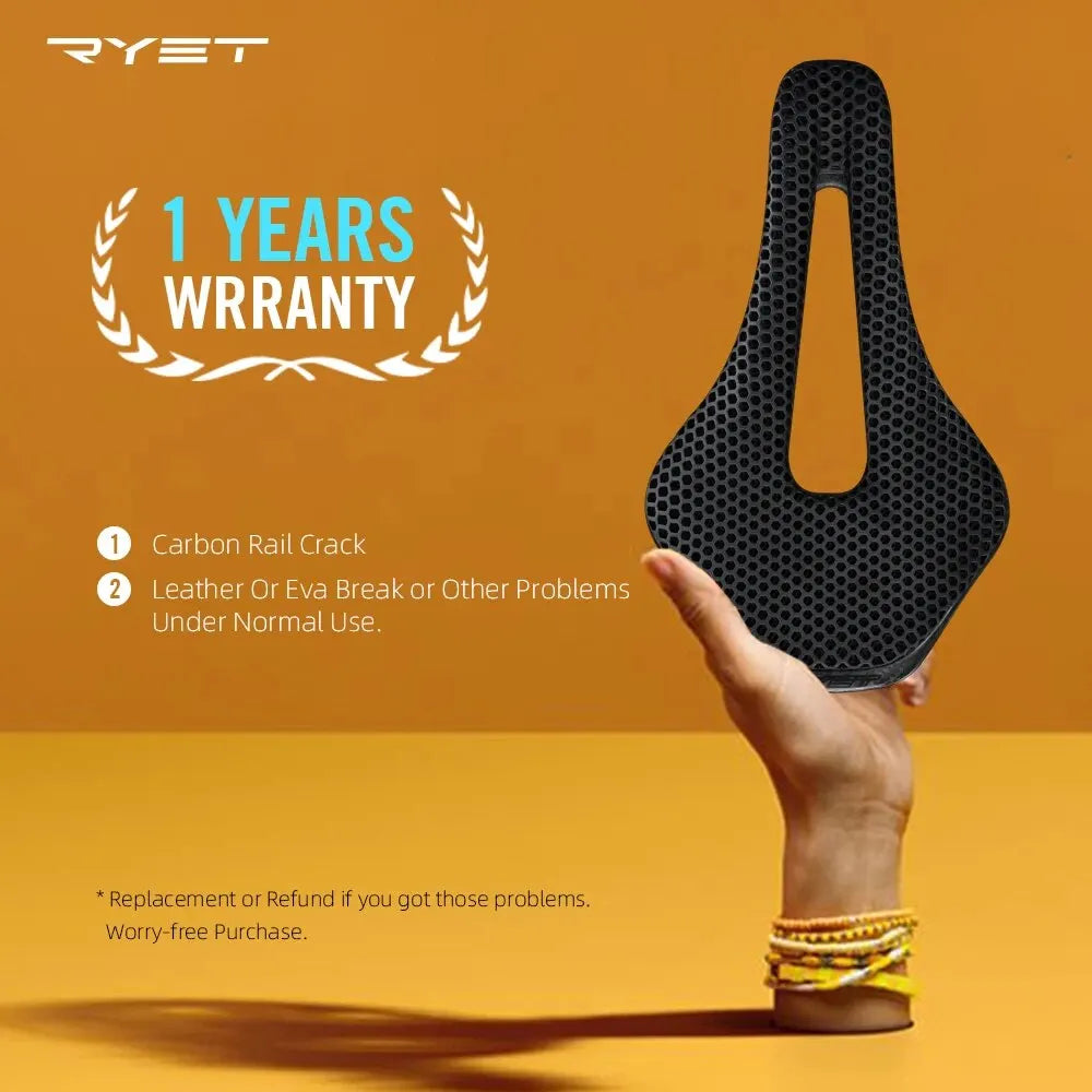 RYET 3D Printed Bike Saddle Ultralight Carbon Fiber Hollow Comfortable