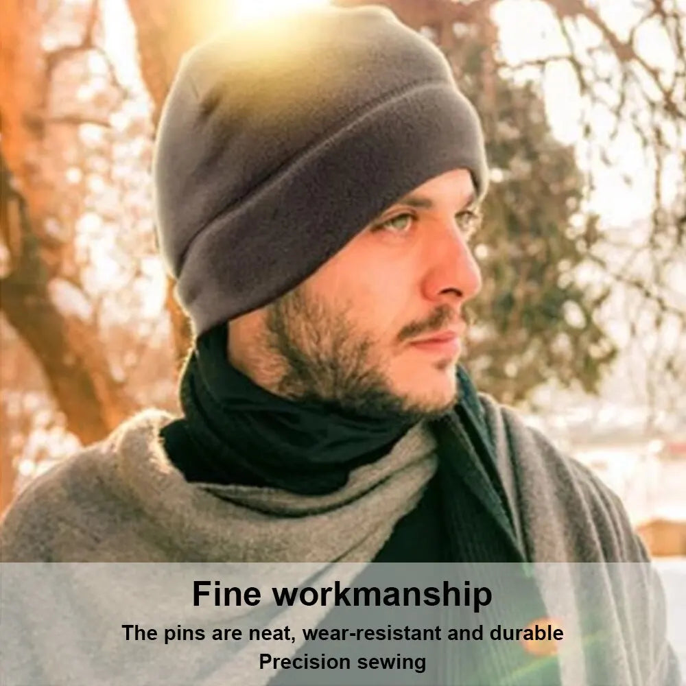 Warm Winter Skull Cap Soft Polar Fleece Hat Thick Windproof Cap