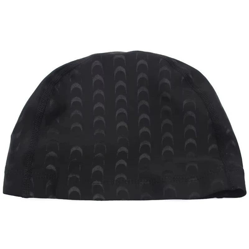 Women Men Spandex Swimming Cap Black Lightning Shark Skin Letters
