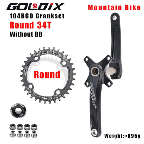 GOLDIX 104BCD Wide and narrow teeth bicycle crankset 170/175mm crank
