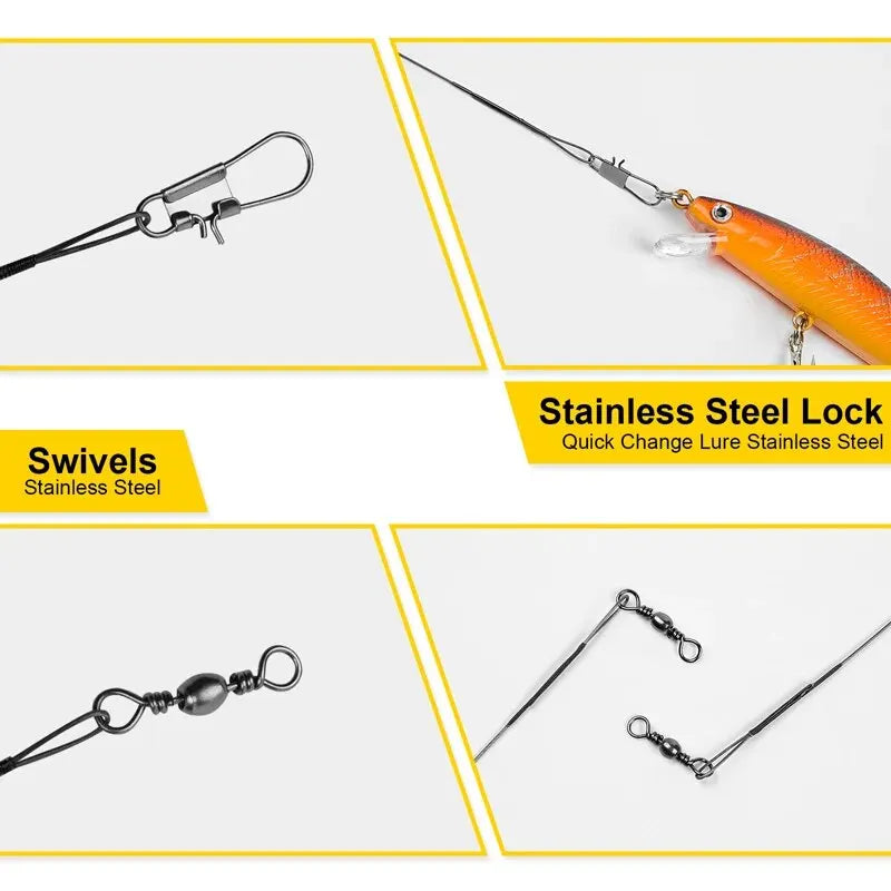 20PC Anti Bite Steel Fishing Line 15/20/25/30cm Steel Wire Leader With