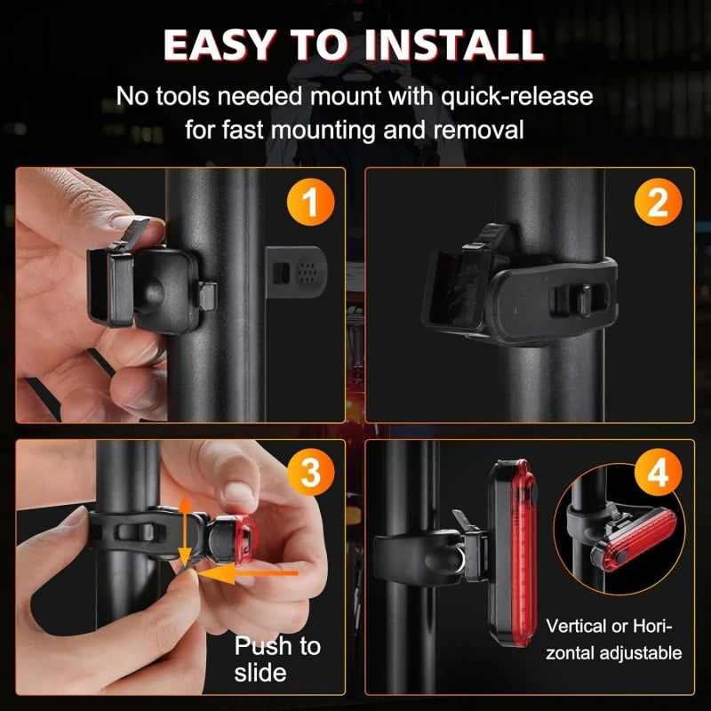 USB Rechargeable LED Bike Tail Light Bright Bicycle Rear Cycling