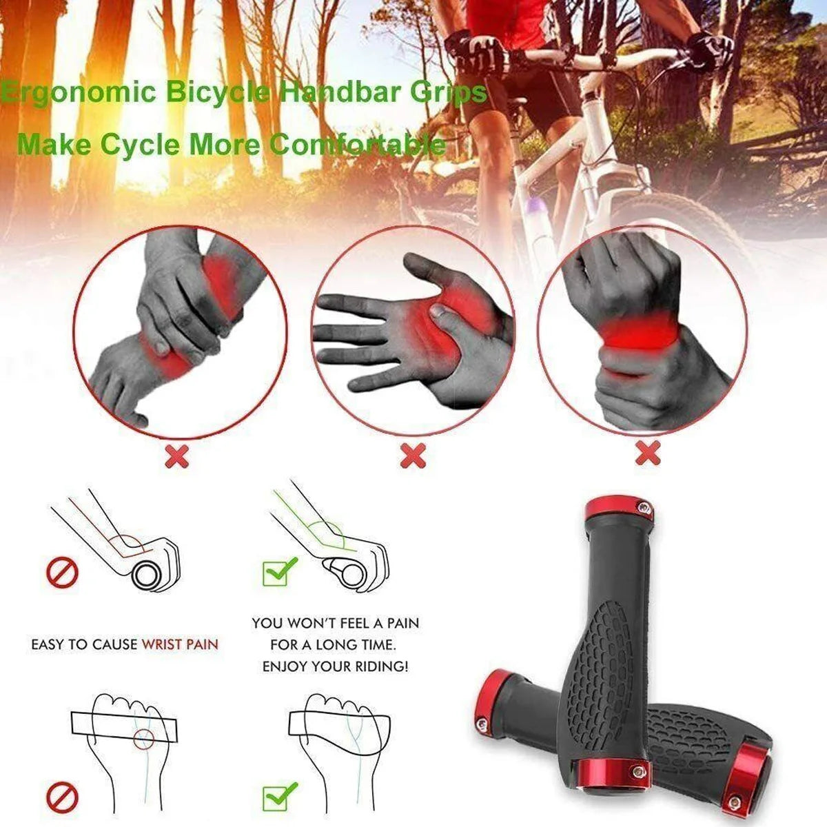 Bicycle Grips Ergonomic Handlebar Grips Hand Grips Bicycle Non-Slip