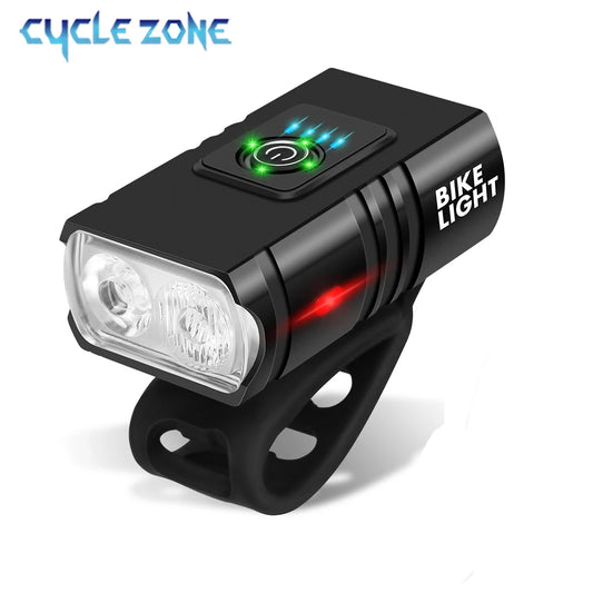 2 T6 LED Bike Light Type-C Charging Bicycle Lights Front 6 Modes MTB