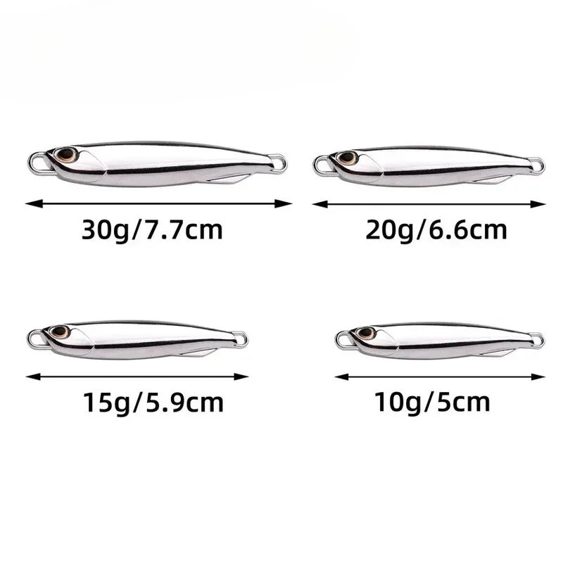 10pcs/pack Fishing Metal Jig Lures 20g 30g 40g Plating Silvery Metal