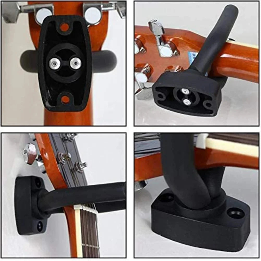1 to 10 guitar wall mounted, black hooks in all sizes, bass, mandolin,