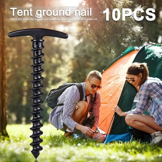 10 Pcs/Pack Outdoor Camping Tent Pegs Ground Nails Screw Anchor Stakes
