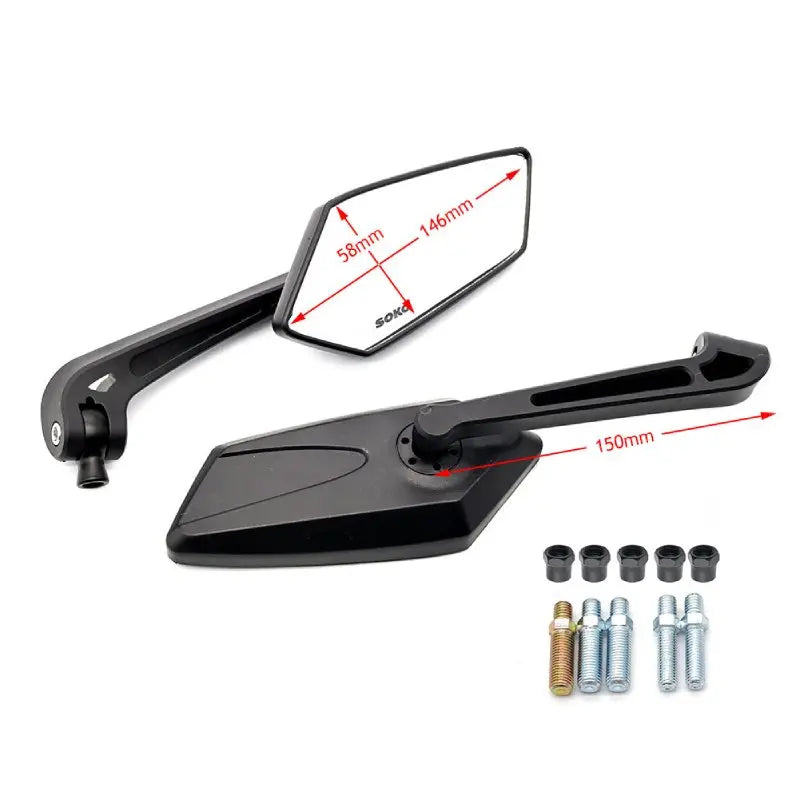 Universal Bike Handlebar Mirrors Motorcycle Rear View Mirror HD Wide