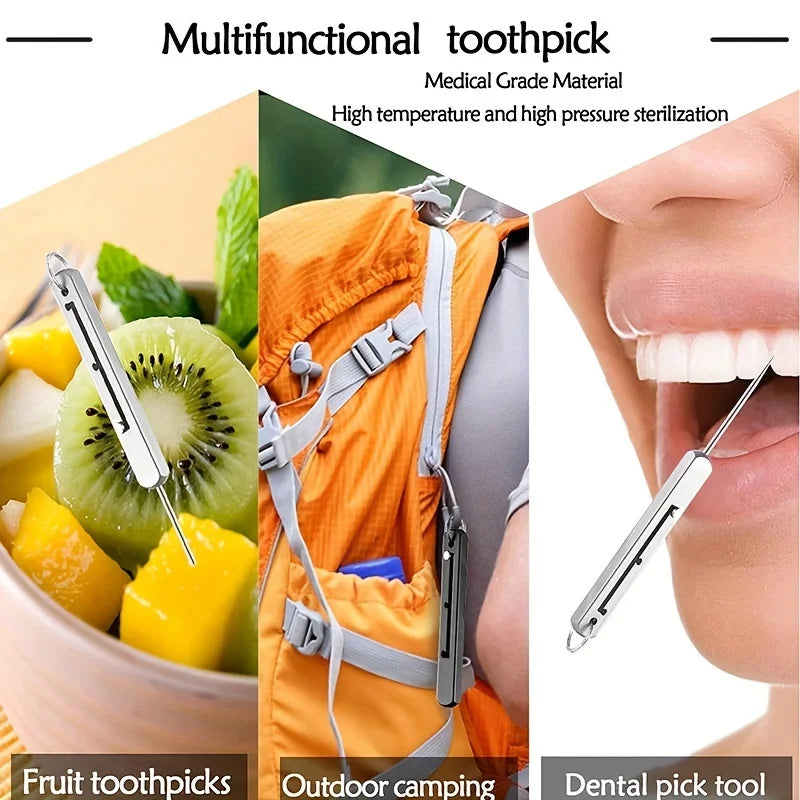 Rectangular Telescopic Integrated Toothpick And Tooth Picking Tool,