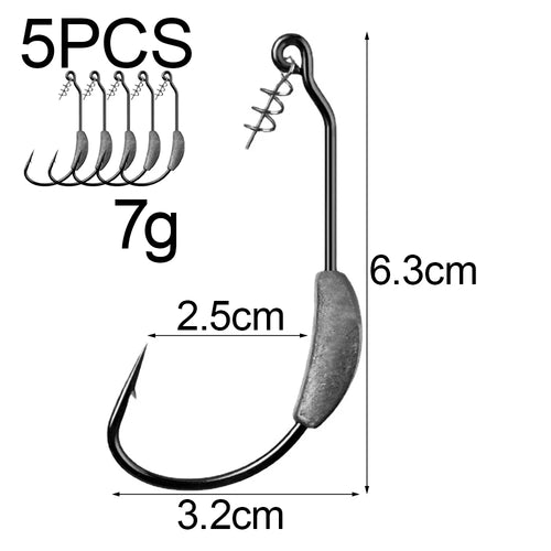 Jig Crank Head Barbed Hook 2g 3g 5.25g 7g Soft Lure Worm Offset