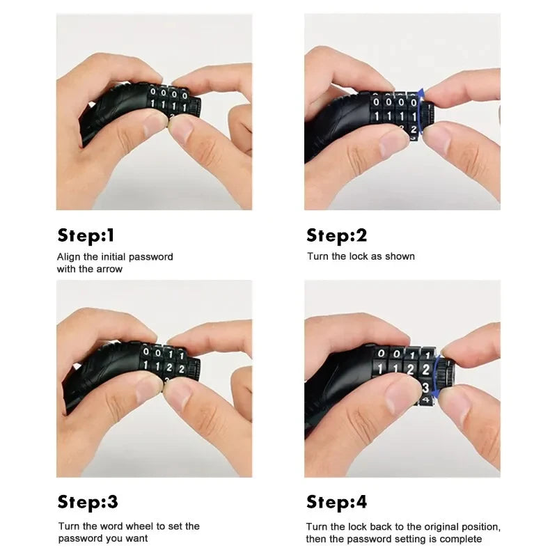 Bike Lock Mountain Bike Portable Security 4-digit Code Bike Lock for