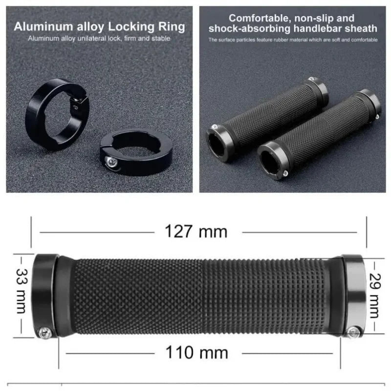 Bicycle Rubber Grips Alloy Lock Non-Slip Rubber Bicycle Handlebar