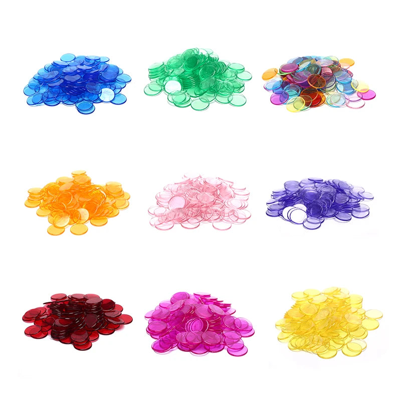 100pcs 19mm Poker Chips Count Bingo Chips Bingo Game Cards Plastic for