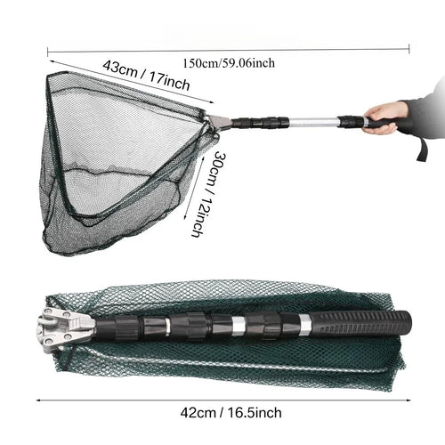 55cm-190cm telescopic fishing net, suitable for salmon, carp, catfish,