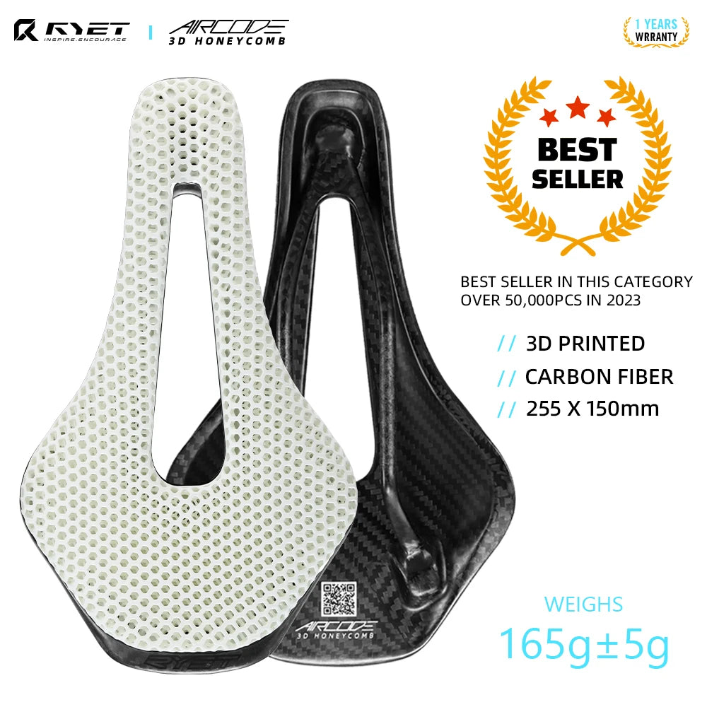 2024 RYET 3D Printed Saddle Ultralight Hollow Comfortable Full Carbon