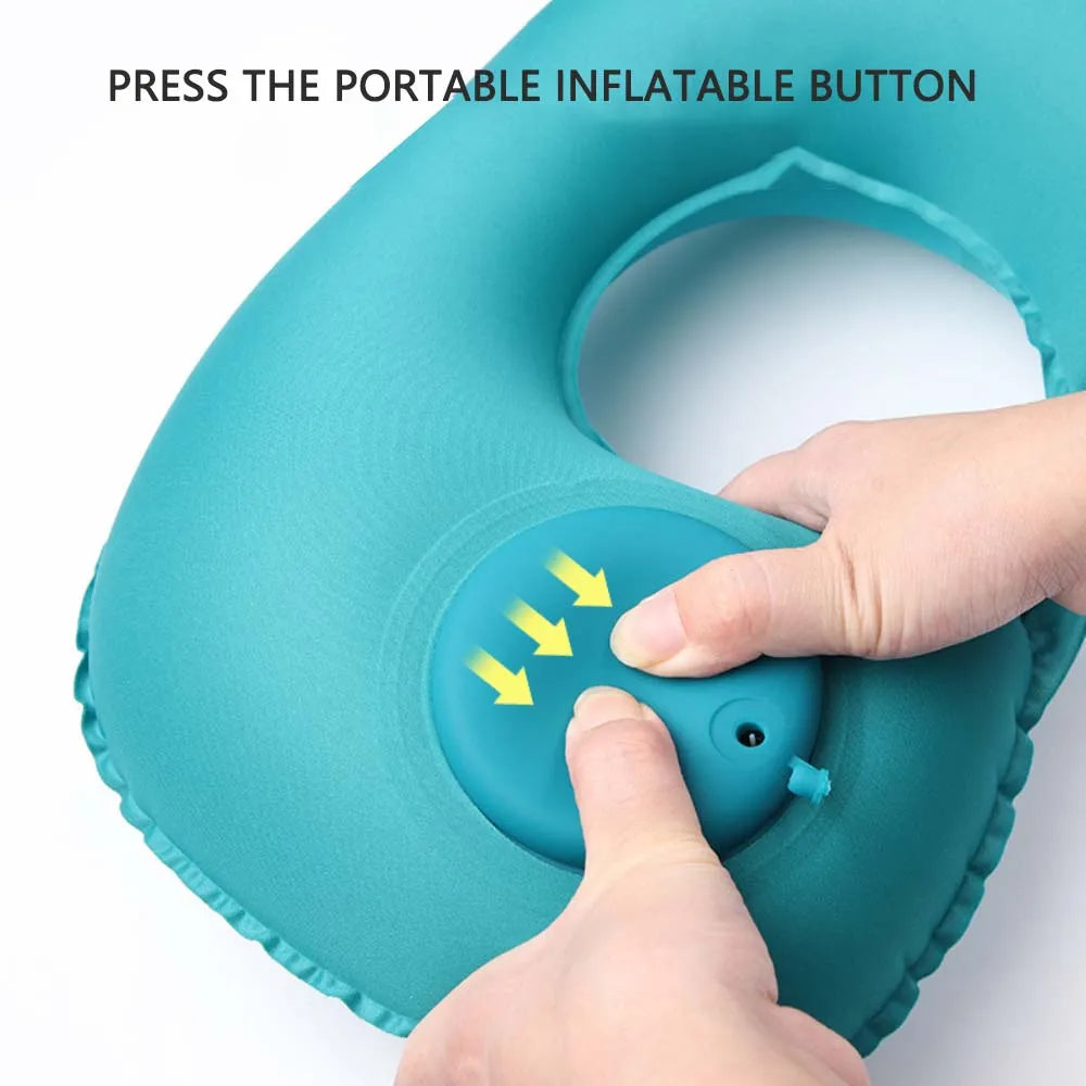 TARKA Flocking Inflatable Neck Pillow Portable Pillow Can Be Stored